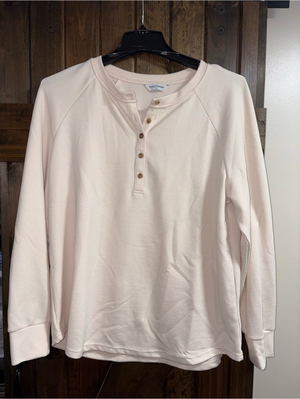 NWOT Pretty Garden Soft Cream Henley Thermal Top